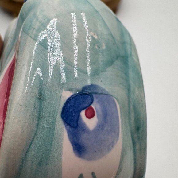 Aqua Pink Ceramic Easter Bunny Rabbit Figurine Mann - Picture 7 of 11